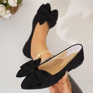 Bow Point Toe Flats Slip-Ons